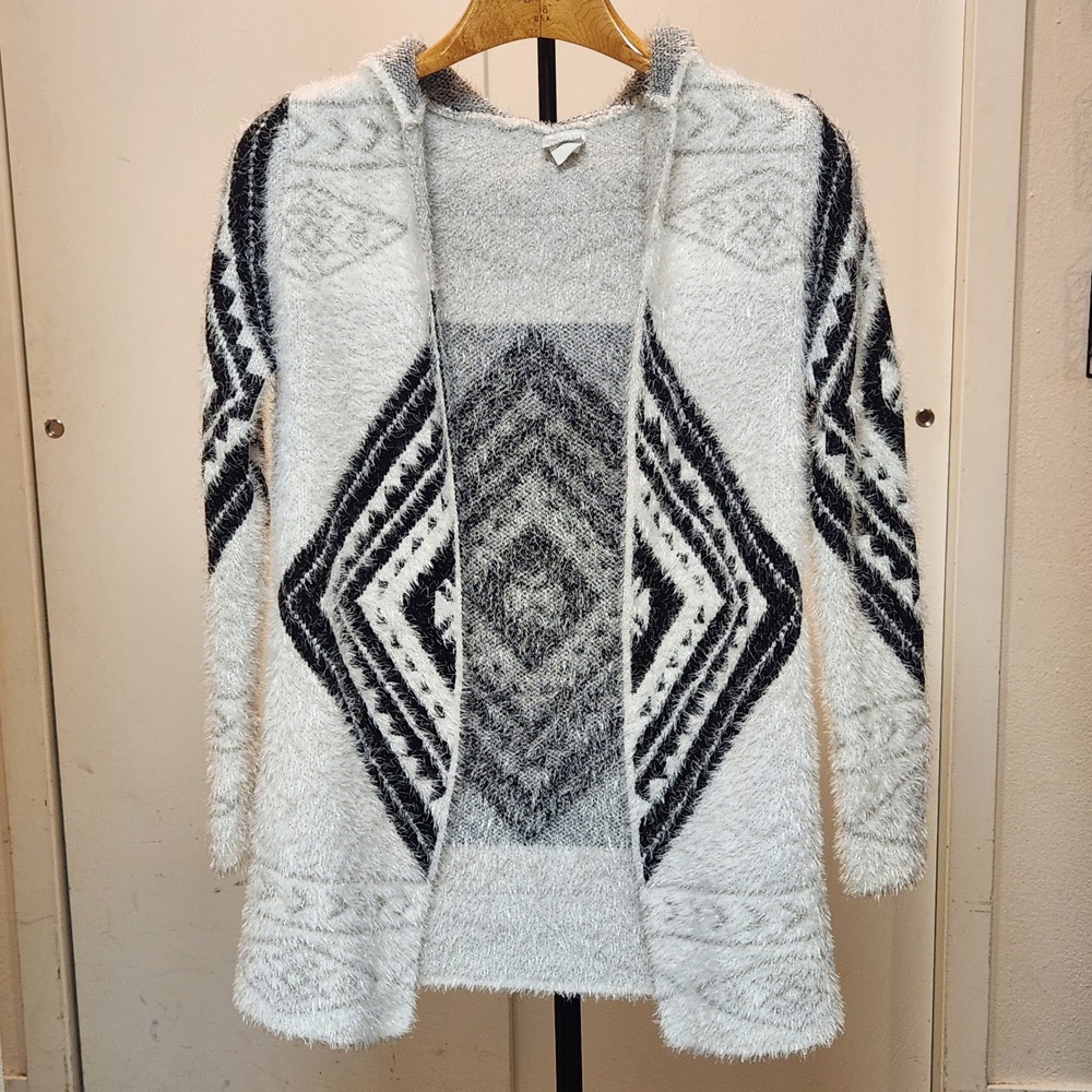 Northern Angel Women S Fuzzy‎ Geometric Print Open Front Hood Cardigan Boho Chic